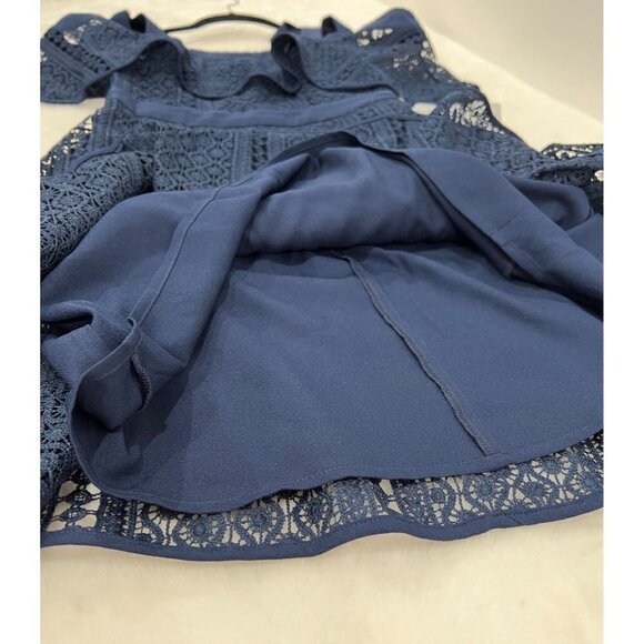 NWT Chelsea28 Size XS Tie Strap Lace Mix Dress Navy Sapphire MSRP $159 - Picture 10 of 14